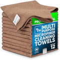 MW Pro Microfiber Cleaning Cloth | Tan | 12 Pack | 16” x 16” | All Purpose Microfiber Towels - Clean, Dust, Polish, Scrub, Absorbent