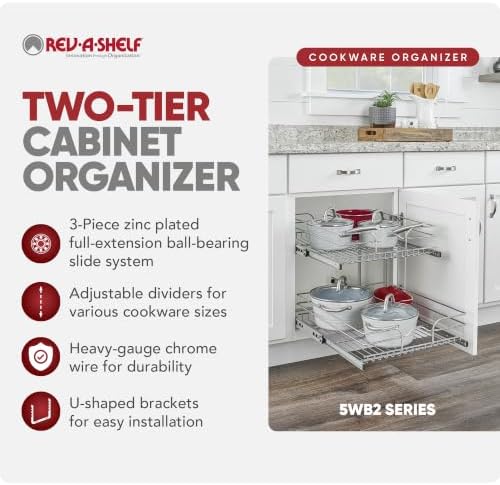 Rev-A-Shelf Pullout Organizer for Cabinets, Min Opening Width 20.5"