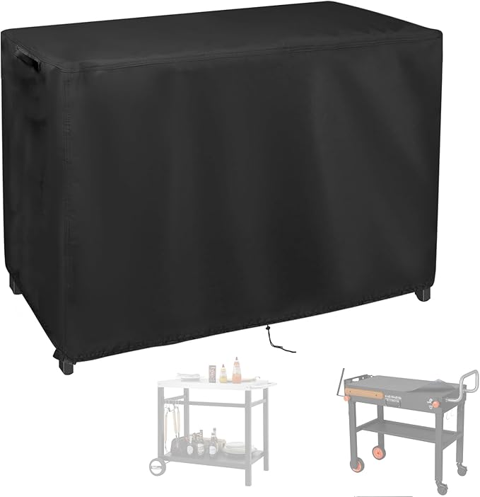 Grill Cart Cover, Outdoor Grill Stand Cover with UV Protection & Windproof Straps,Heavy Duty Covers for Most Standard Grill Carts/Pizza Oven Table -31.5" D x 31.5" W x 35.43" H