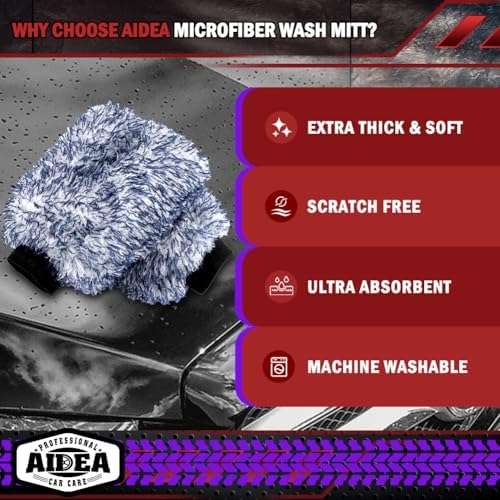 AIDEA Car Wash Mitt Microfiber, 1PK Wheel Cleaner Mitts, 7.12''X10.14''