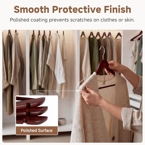 StorageWorks Wooden Coat Hangers, 30 Pack Wood Clothes Hanger for Closet