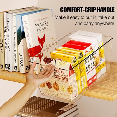 8 Pack Large Clear Plastic Storage Bins, Kitchen &Pantry Organizer