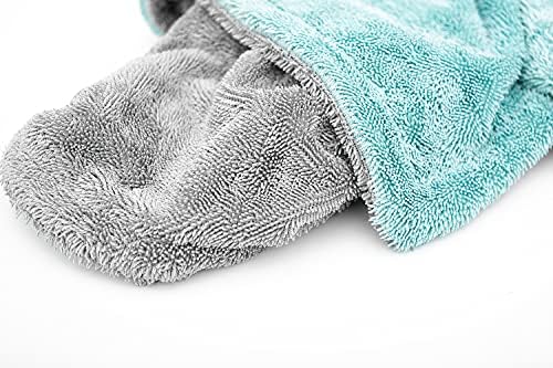 The Rag Company Liquid8r Car Drying Towel, Aqua Blue/Grey, 20x24 in, 1-Pack