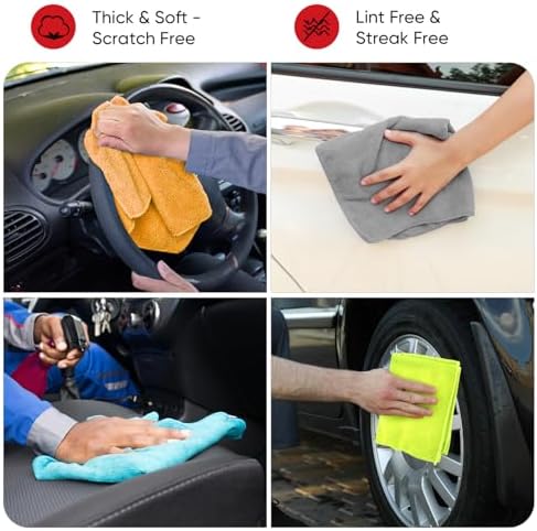 AIDEA Microfiber Cleaning Cloth 12 Pack, Microfiber Towels for Cars, Soft & Absorbent Cleaning Rags, Premium Lint Free Shop Towels for House, Kitchen, Car, 12inx16in