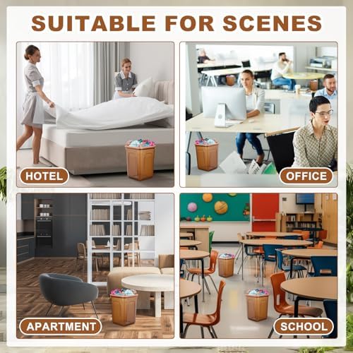36 Pack Small Square Trash Cans Bulk, 2.6 Gallon Translucent Brown Wastebaskets with Bag Securing Ring, Thickened Corner Garbage Bin for Hotel Room, Office, Cabin and Bathroom