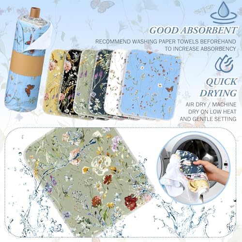 60 Pack Reusable Kitchen Cloths Cotton Towels, Rich Flowers