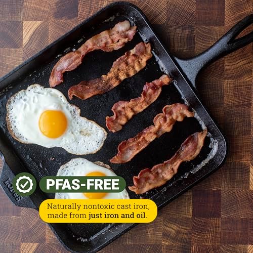 Lodge Pre-Seasoned Cast Iron Square Griddle, PFAS-Free, 11 Inches