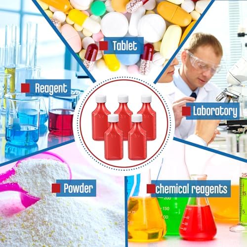 Reallnaive 20 Pcs 4 oz Liquid Medicine Bottles with Caps, Amber