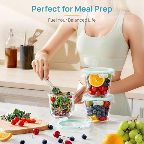Vtopmart 5 Pack 3 Cup Glass Soup Container Set with Airtight Lids