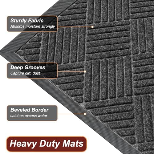 Vicwe Indoor Outdoor Door Mat,4'x6' Heavy Duty Non-Slip Front Door Mat