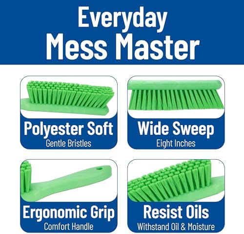 SPARTA 8 Inch Soft Counter Brush with Polyester Bristles and 5 Inch Handle, Color Coded Handheld Broom for Tables Countertops and Foodservice Surfaces, 13 Inch Overall Length, Lime