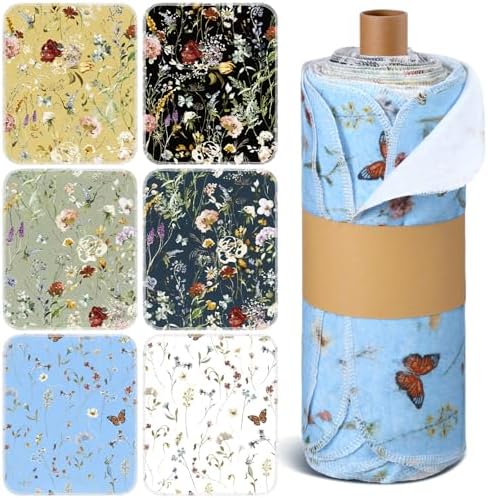 60 Pack Reusable Kitchen Cloths Cotton Towels, Rich Flowers