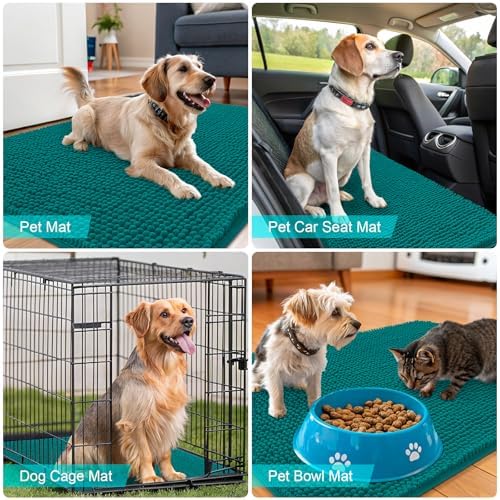 OLANLY Dog Door Mat for Muddy Paws 70x35, Super Absorbent Chenille Mud Mat