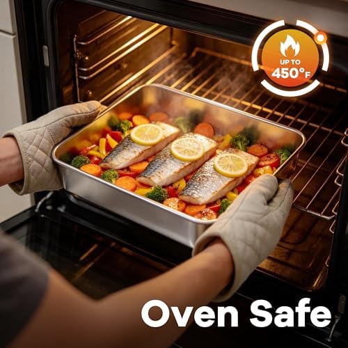 LIANYU 8 x 8 Square Baking Pan with Lid, 8 Inch Stainless Steel Cake Pan