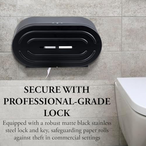 MyGift Matte Black Stainless Steel Double Toilet Paper Dispenser, 9 Inch