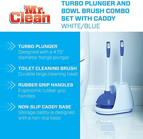 Mr. Clean Toilet Bowl Brush and Plunger Caddy Combo (Set of 2)
