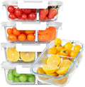 KOMUEE 30 oz 5 Pack Glass Meal Prep Containers 2 Compartments, White