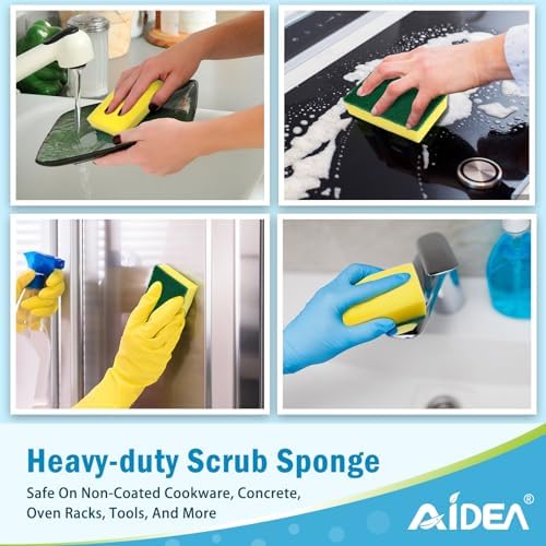 AIDEA Sponges Kitchen, 50 PK Heavy Duty Dish Sponge Kitchen, Scrub Sponges