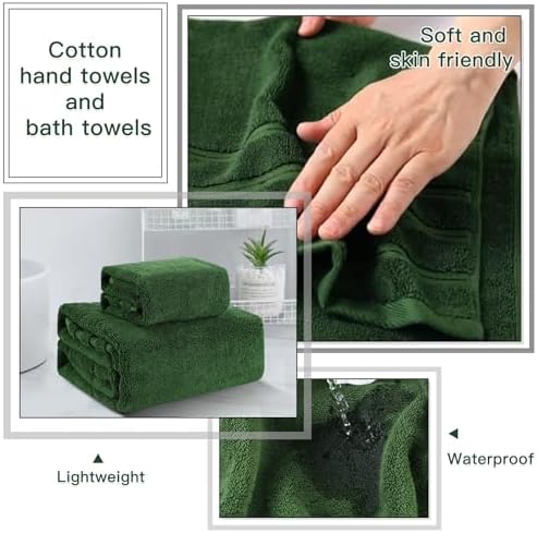 32PCS Bathroom Accessory Set Green Bathroom Accessories Bathroom Set, Shower Curtain Set, 2 Piece Bath Towel Set, 3PC Soap Dispenser, Toilet Brush & Trash Can