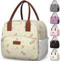HOTOR Lunch Bag Women Men Insulated Lunch Box Blossom Beige 10L