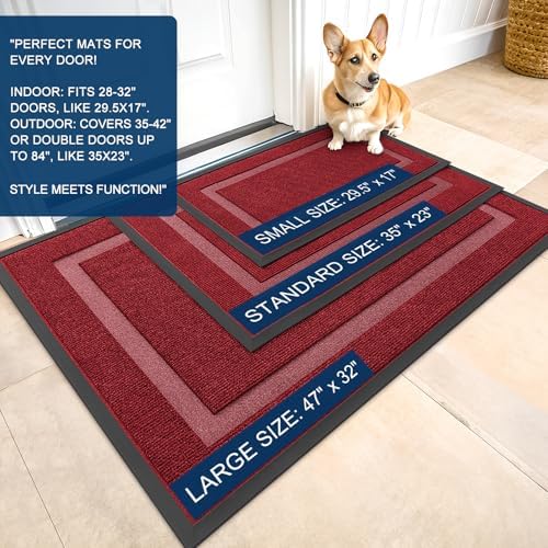OLANLY Front Door Mat Outside 35x30, All-Season Heavy-Duty Rubber Doormat