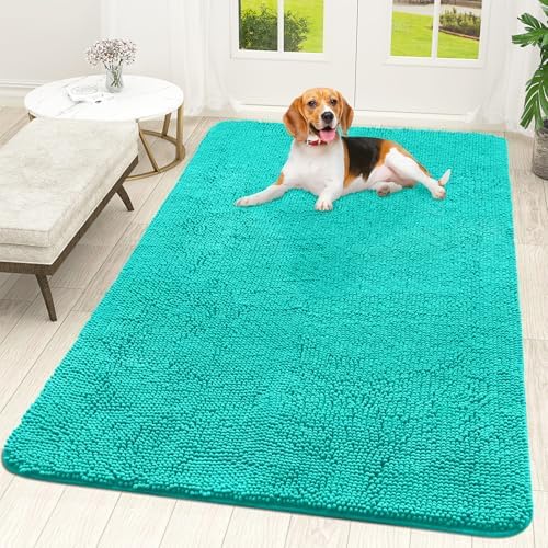 OLANLY Dog Door Mat for Muddy Paws 59x35, Super Absorbent Chenille Mud Mat