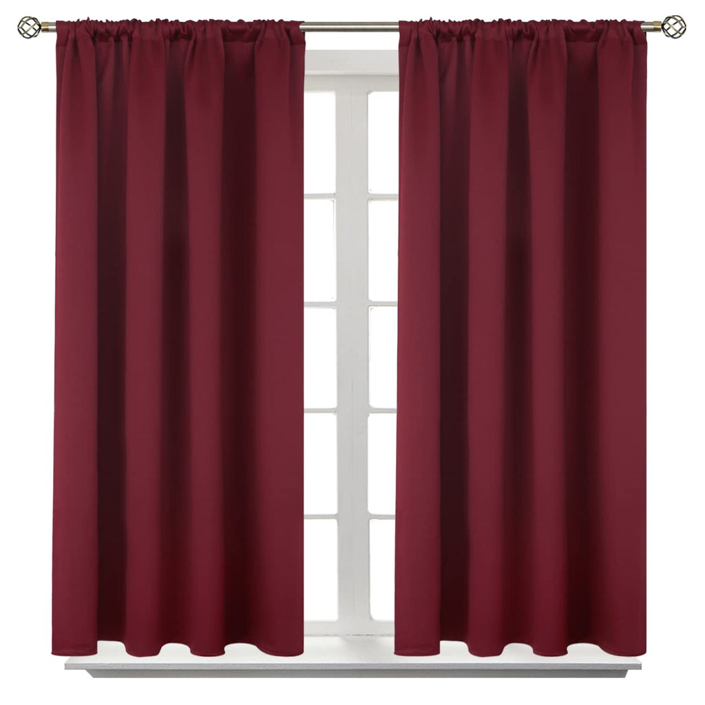 Short Burgundy Blackout Curtains 40 Inches Length (2 Count)