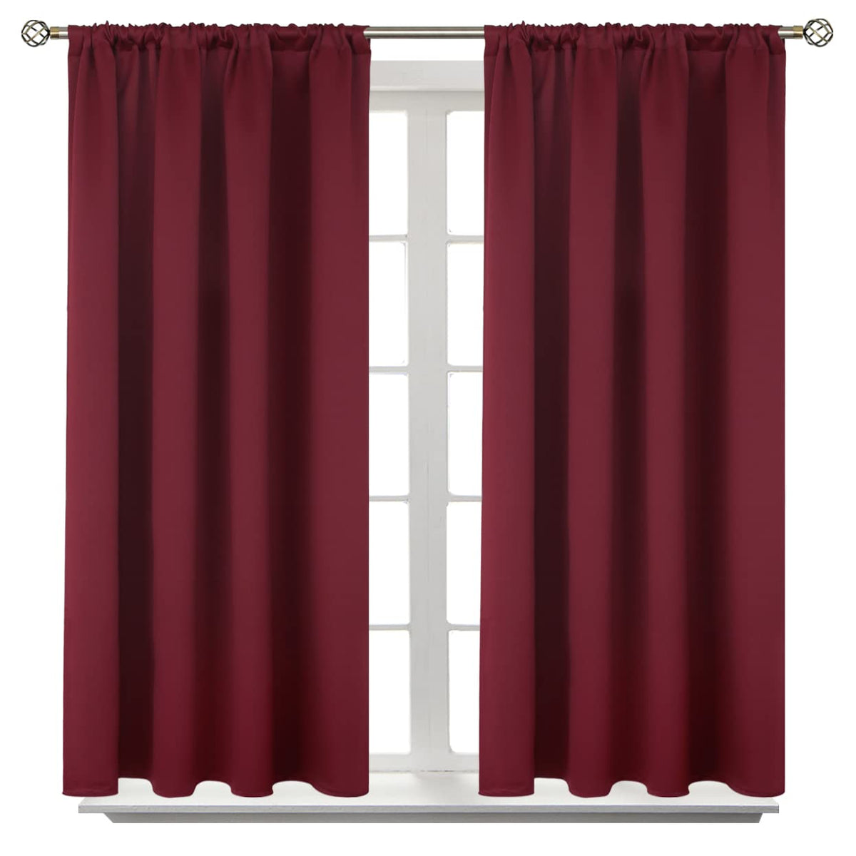 Short Burgundy Blackout Curtains 40 Inches Length (2 Count)