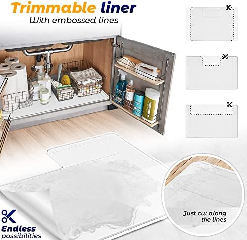 The Original Under Sink Mat - Silicone Waterproof mat, Trimmable, Easy to Clean, Kitchen Cabinet Liner, Under Sink Protector mats, Drip Tray with Lip - 34" x 22" or Smaller