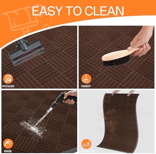 Indoor Outdoor Door Mat, 6' x 4' Doormat for Entryway, Brown