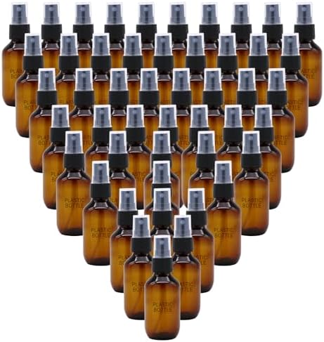 SYNTECSO 2oz Amber Plastic Spray Bottles, Fine Mist Water Bottle, 96 Pack