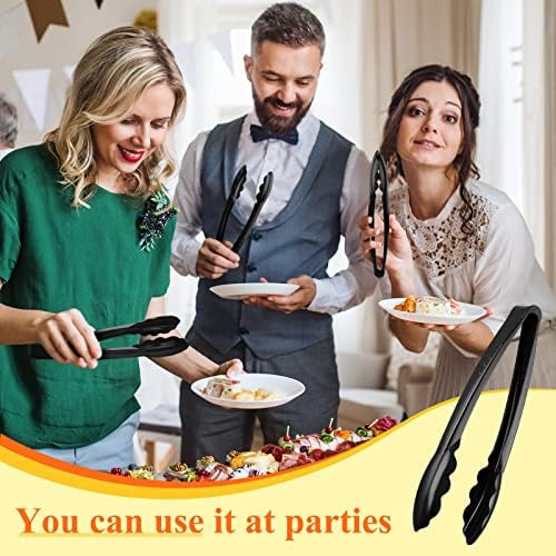 Tessco 25 Pcs Plastic Tongs, 9 Inch Disposable Serving Tongs,Black