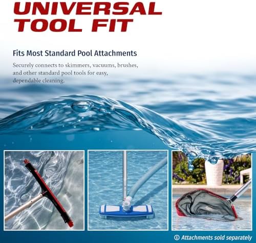 SKIMLITE MANUFACTURING Snaplite Telescopic Pool Pole 16 Ft Adjustable Cleaning Poles Push Button Lock Light Weight Easy Grip, Includes Universal Threaded Adapter for Skimmer Net Brush Vacuum Head