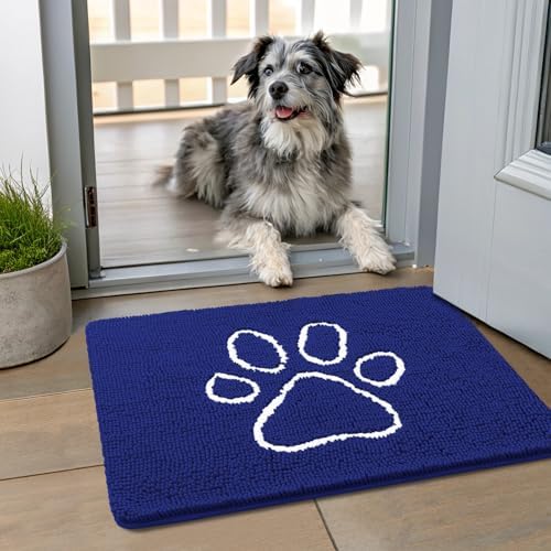 Smiry Dog Door Mat for Muddy Paws, Absorbent Non Slip Dirt Trapper, 24x16
