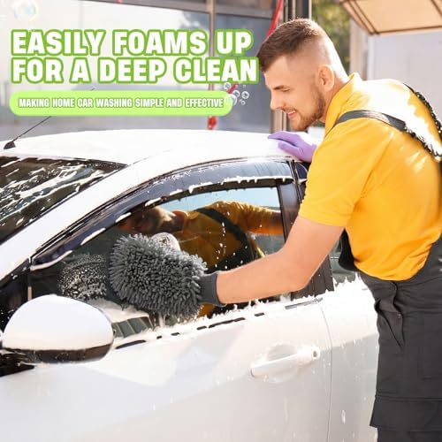 24 Pack Car Wash Mitts Bulk Microfiber Wash Mitts, Grey