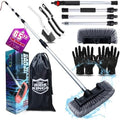 65" Flow-Thru Car Wash Brush with Pole, Grey, 4-Head Kit