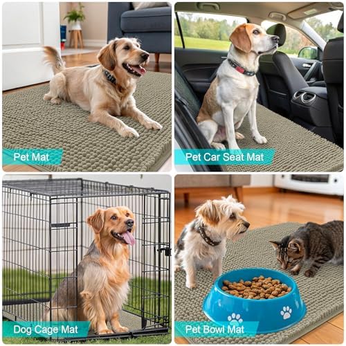 OLANLY Dog Door Mat for Muddy Paws 54x32, Super Absorbent Chenille Mud Mat