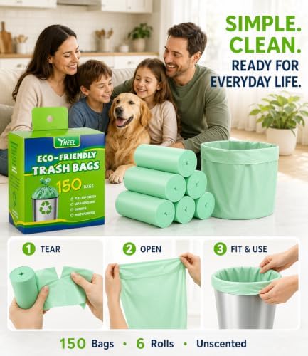 1.2 Gallon Small Trash Bags Mini Garbage Bags - 150 Count Unscented