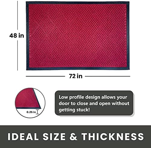 Envelor Commercial Floor Mat Entrance Large Door Indoor Entry Rug Low Profile Doormat Heavy Duty Entryway Outdoor Rug, Chevron, 48 x 72 Inches, Maroon Chevron - Maroon