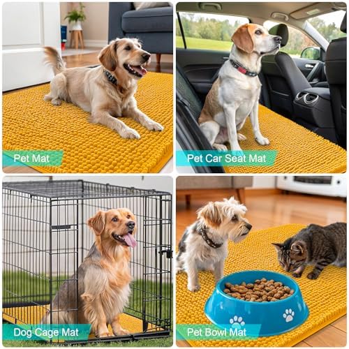 OLANLY Dog Door Mat for Muddy Paws 70x32, Super Absorbent Chenille Mud Mat