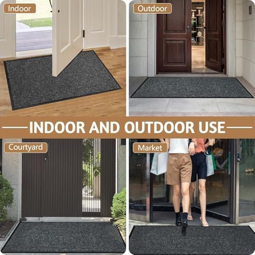 100pointONE Durable Indoor Outdoor Door Mats for Entryway, Heavy Duty Front Door Mat, 48” x 24” Low Profile Welcome Mats for Entry, Stain and Fade Resistant Indoor Outdoor Entrance Mat
