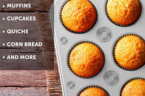 DecorRack Non-Stick Muffin Pans, 6-Cup Steel Bakeware (2 Pack)