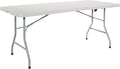 Office Star Resin Rectangle Center-Folding Portable Table for Picnics, Camping, and Tailgating, 6 Feet