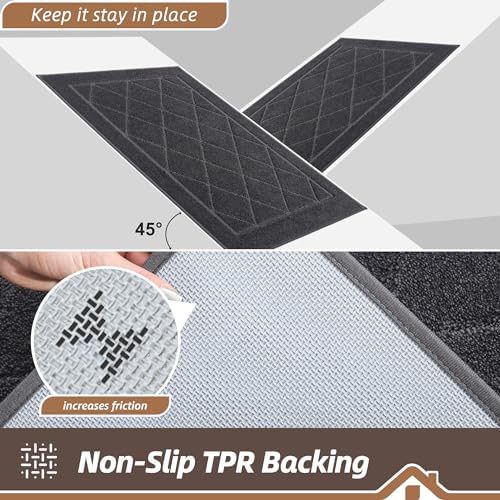BEQHAUSE Dirt Trapper Door Mat 20" x 32", Doormat Non-Slip, Dark Grey