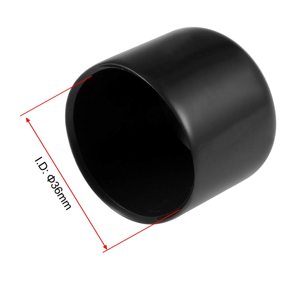 20pcs Rubber End Caps 36mm ID Vinyl Round Tube Bolt Cap Cover Thread Protectors Black (20 Count)
