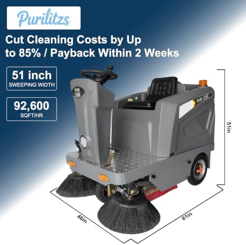 51" Ride-On Industrial Floor Sweeper Machine, Floor Cleaning Machine