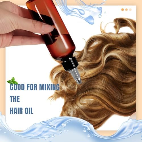 Barydat 12 Pcs 3.4 oz Squeeze Applicator Bottles for Hair Oiling, Amber
