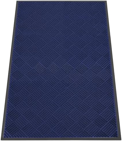 Indoor Outdoor Door Mat, 6' x 4' Doormat for Entryway, Blue