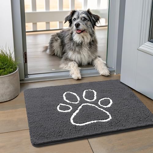 Smiry Dog Door Mat for Muddy Paws, Absorbent Non Slip Dirt Trapper, 24x16