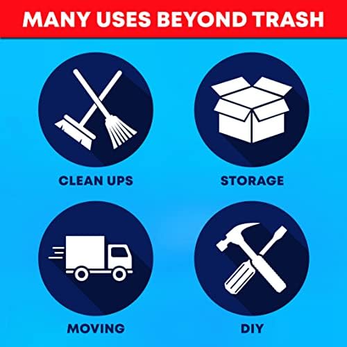 Tasker Contractor Garbage Bags 55 Gallon 3 Mil Heavy Duty (32 Bags w/Ties) 60 Gal Contractor Bags 3 Mil. 55 Gallon Heavy Duty X-Large Black Trash Bags 50 Gal,